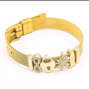 New 18k Gold Ss Celestial Infinity Charm Bracelet